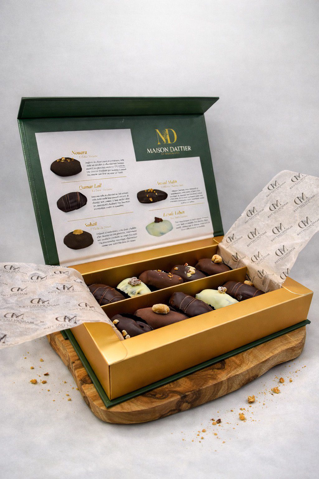 coffret prestige dattes enrobées chocolat cadeau gourmet Maison Dattier