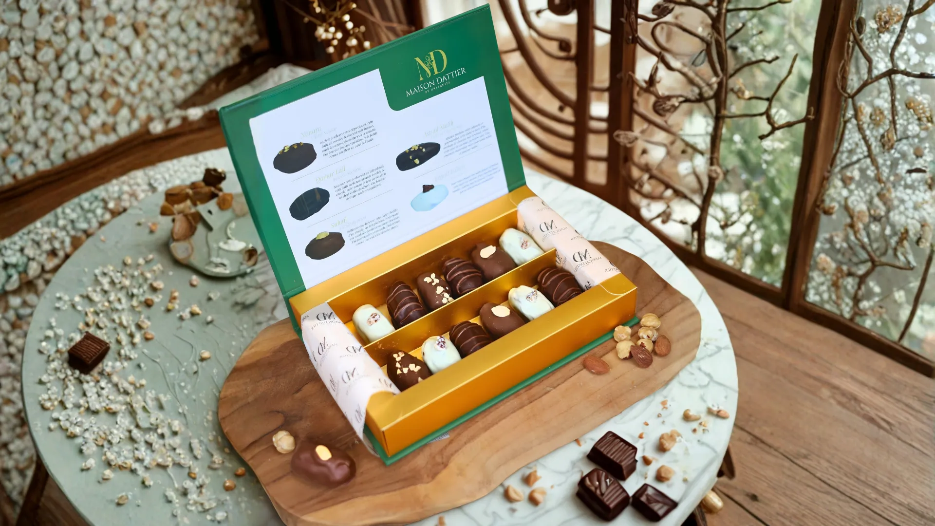 Coffret prestige dattes enrobées de chocolat